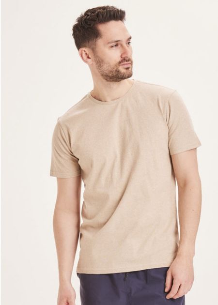 T-shirt en coton bio | beige "basic tee safari melange"