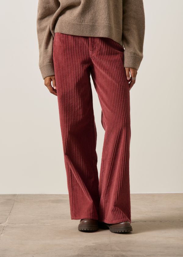 Pantalon large velours en coton bio | rouille "Mahogany corduroy hedda pants brown", Thinking Mu