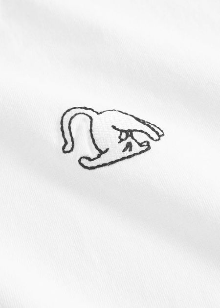 T-shirt en coton bio | blanc "vadstena cat pose white" - Dedicated