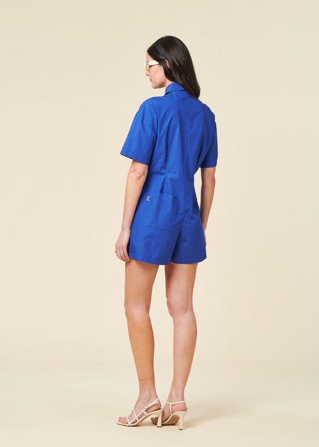 Combinaison en coton bio | bleu "indigo roberta jumpsuit - blue", Thinking Mu, photo 3