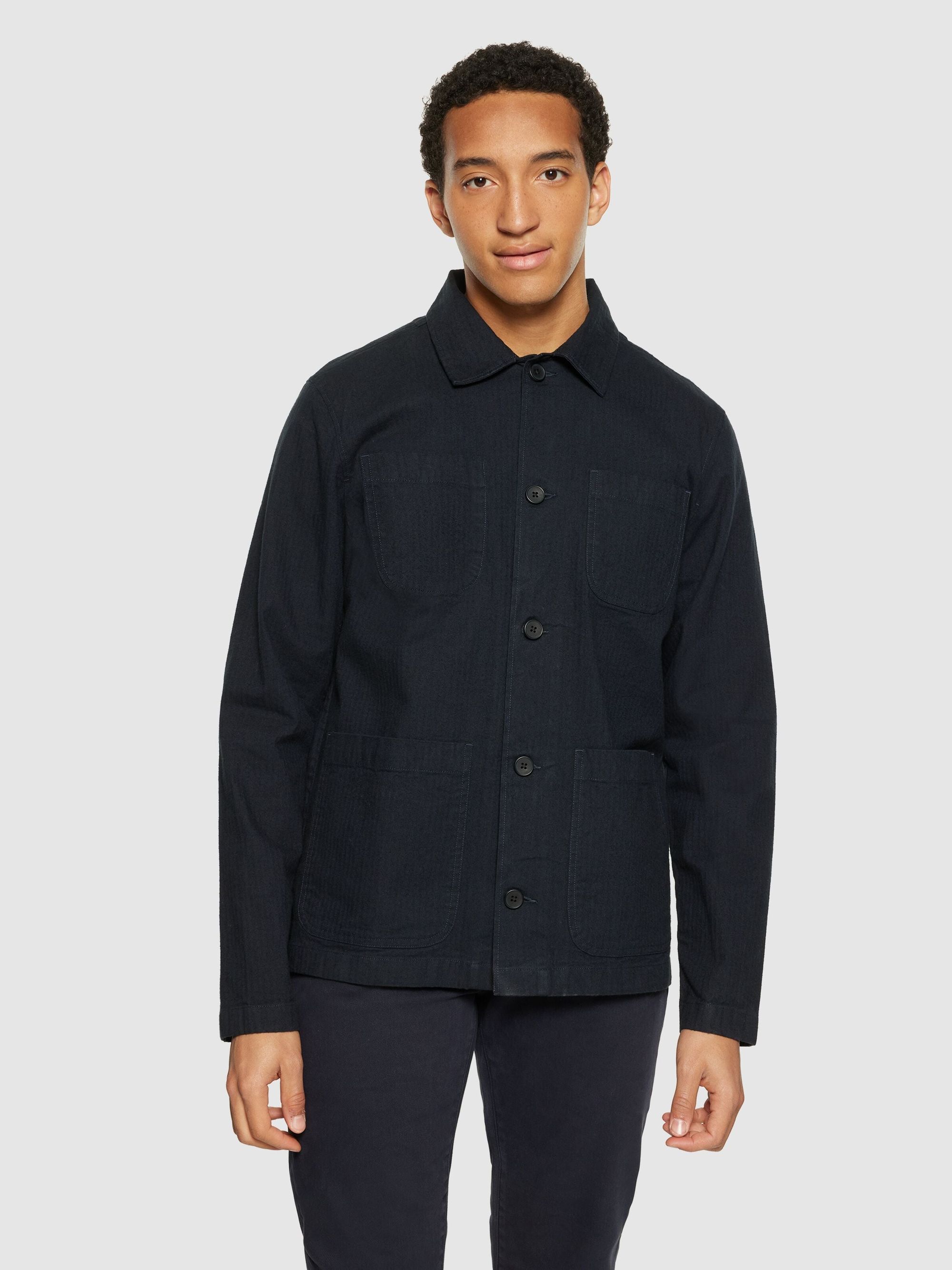 Surchemise en sergé de coton bio | bleu "flannel herringbone overshirt night sky", Knowledge Cotton Apparel, photo 1