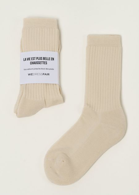 Pack de 3 paires de chaussettes en coton bio | ecru - WeDressFair