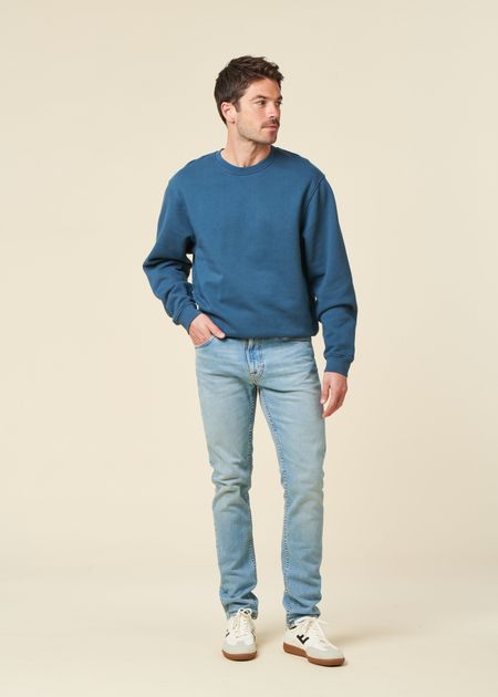 Jean slim en coton bio | bleu "lean dean blue noise"