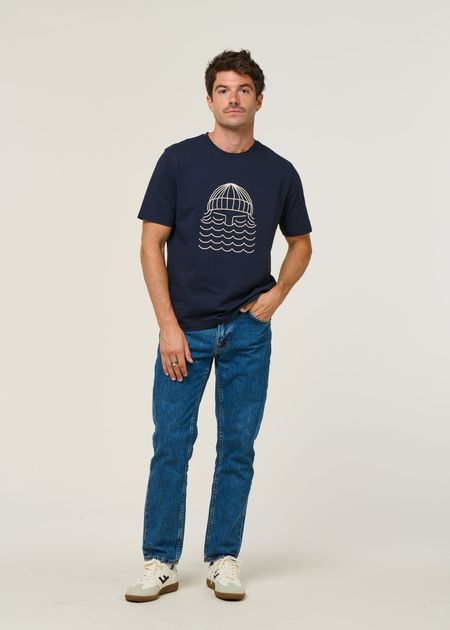 T-shirt en coton bio | bleu "to the sea - navy", Bask in the Sun, photo 3