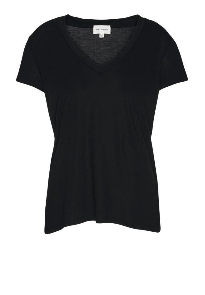 T-shirt col v noir en tencel - juliaa, Armedangels, photo 2