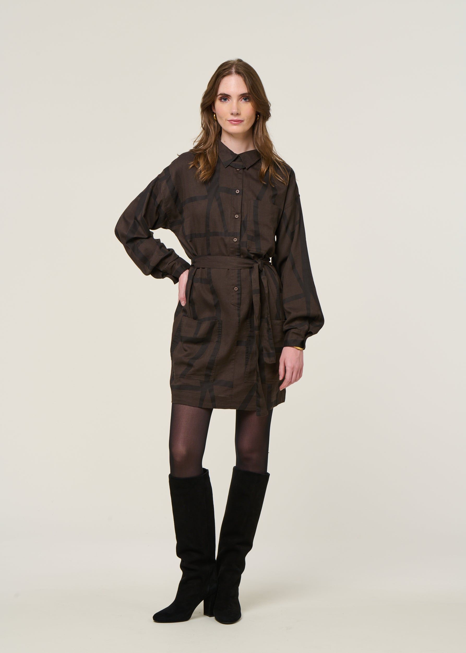 Robe en coton bio et ecovero | marron "izua - kintsugi", SKFK, photo 1