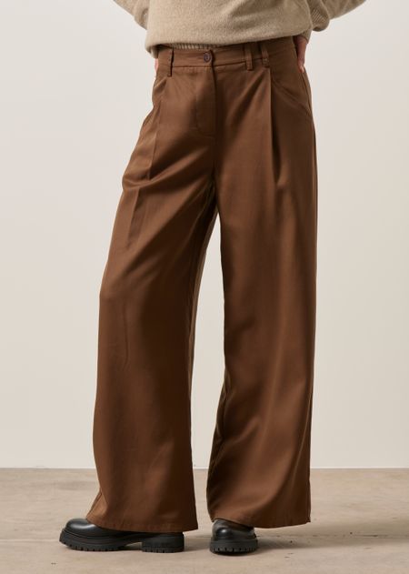 Pantalon ample à pinces en tencel | marron "oak molly pants - brown" - Thinking Mu
