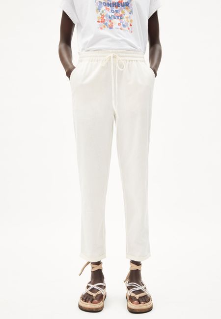 Pantalon blanc en coton bio et lin - daniaa lino off white