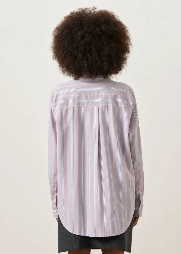 Chemise ample en coton bio | rayée "Stripe loose shirt blouse | moonlit lilac-sandstone", Armedangels