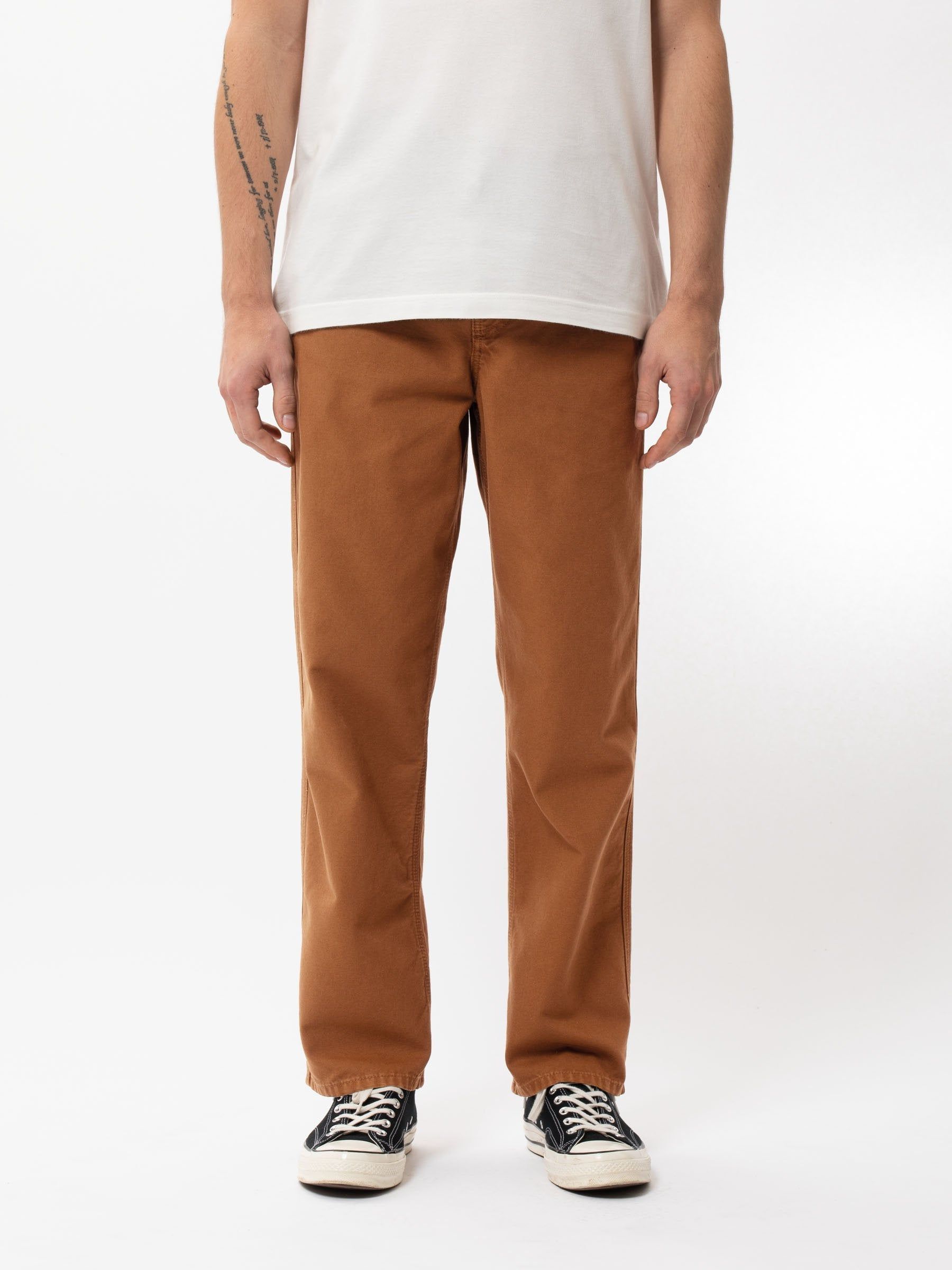 Pantalon droit camel en coton bio - lazy leo canvas, Nudie Jeans, photo 1