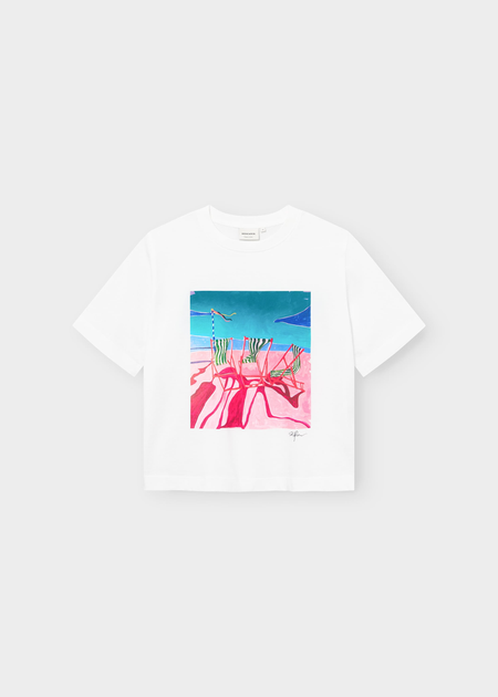 T-shirt en coton bio | blanc "T-shirt vadstena deck chairs white - white" - Dedicated