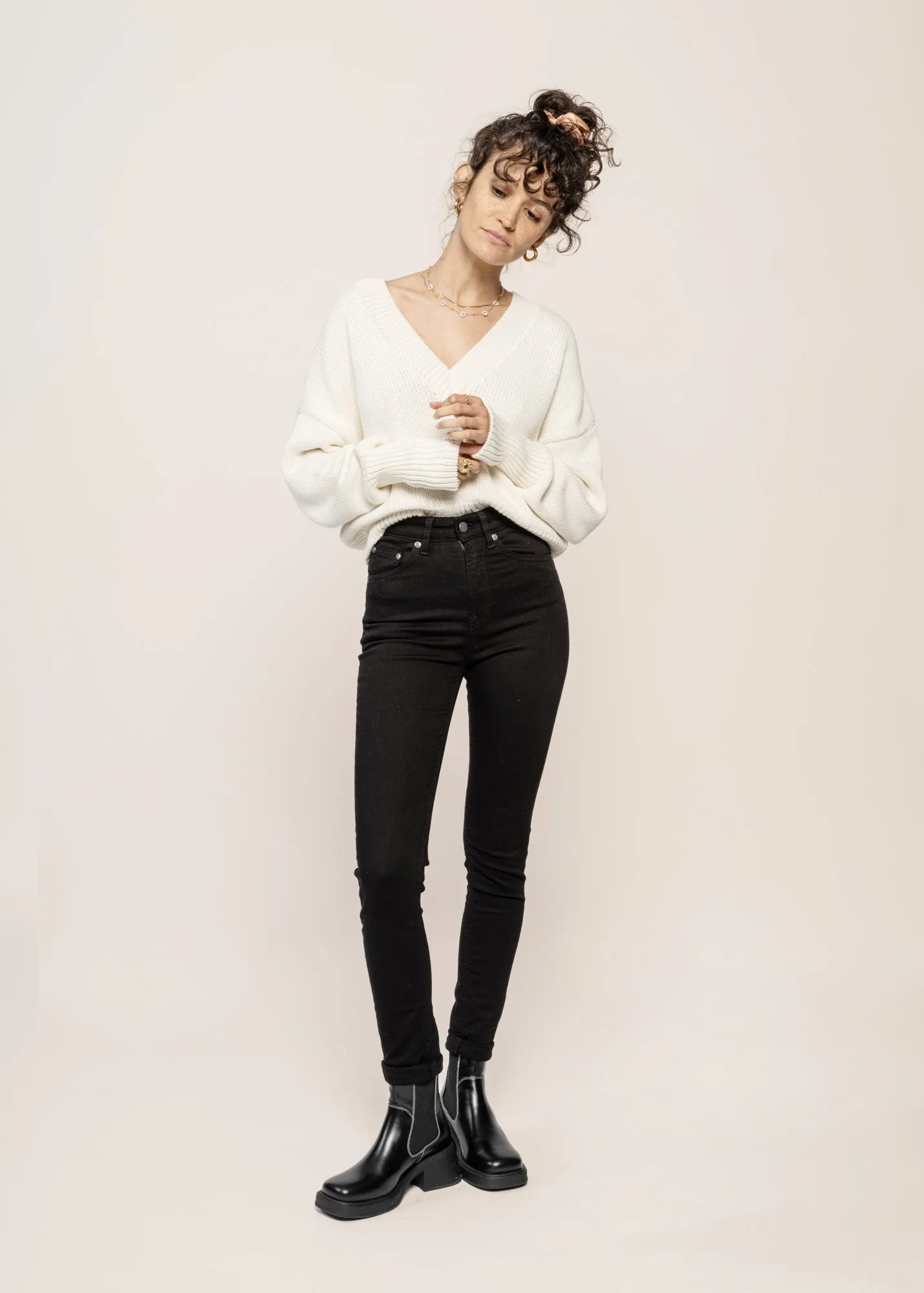 Jean slim taille haute en coton bio | noir "hightop tilde ever black", Nudie Jeans, photo 3