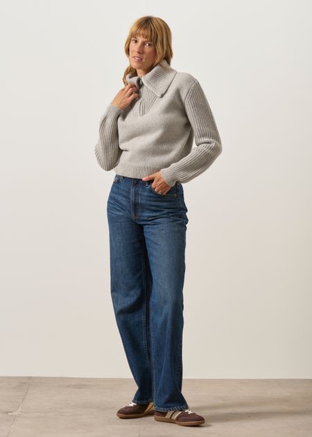 Pullover mit Reißverschlusskragen aus Merinowolle | Grau "Grey tanit knitted sweater - grey", Thinking Mu, Foto 5