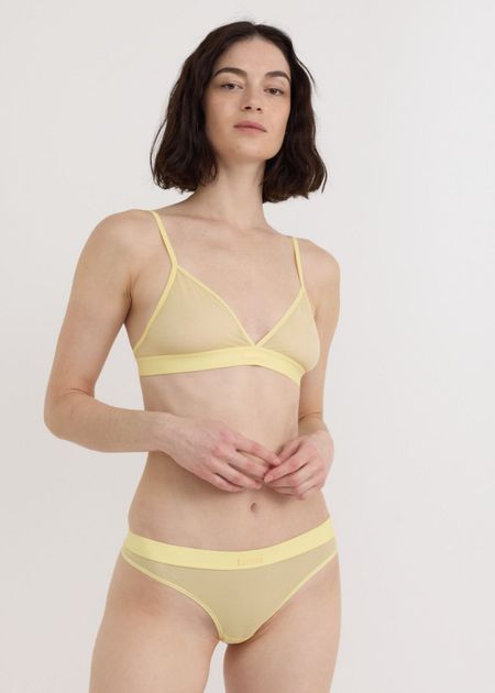 String en coton biologique | jaune "mesh thong - light lemon" - Organic Basics