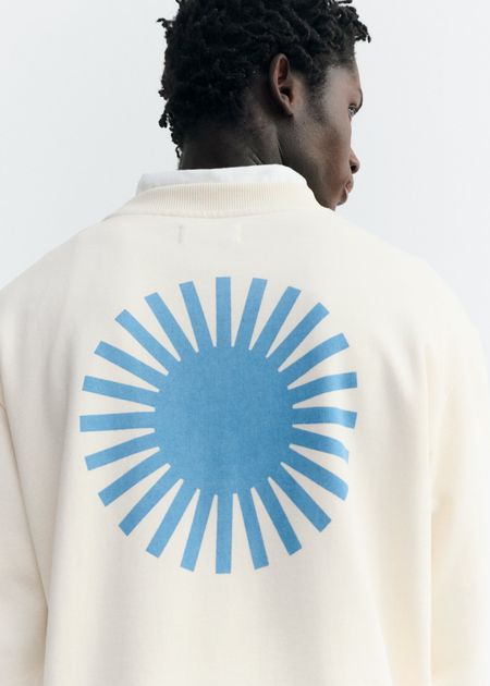 Sweatshirt en coton bio | écru "sol contrast pannacota leon sweatshirt" - Thinking Mu