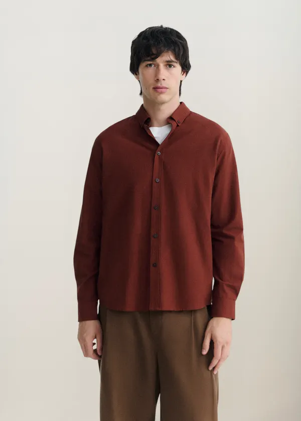 Chemise en coton bio | marron "Brown microvichy ant shirt - brown", Thinking Mu