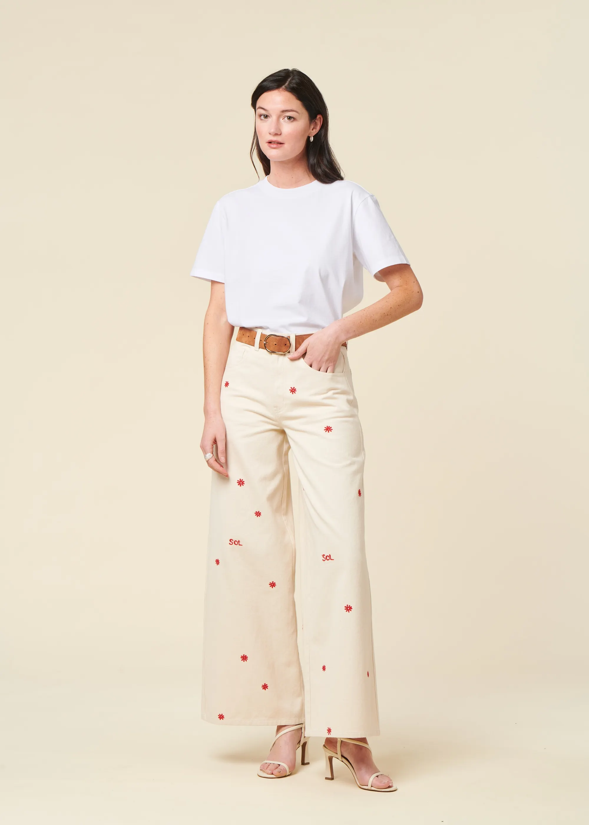 Jean ample en coton bio | écru "sol chain hedda pants", Thinking Mu, photo 1