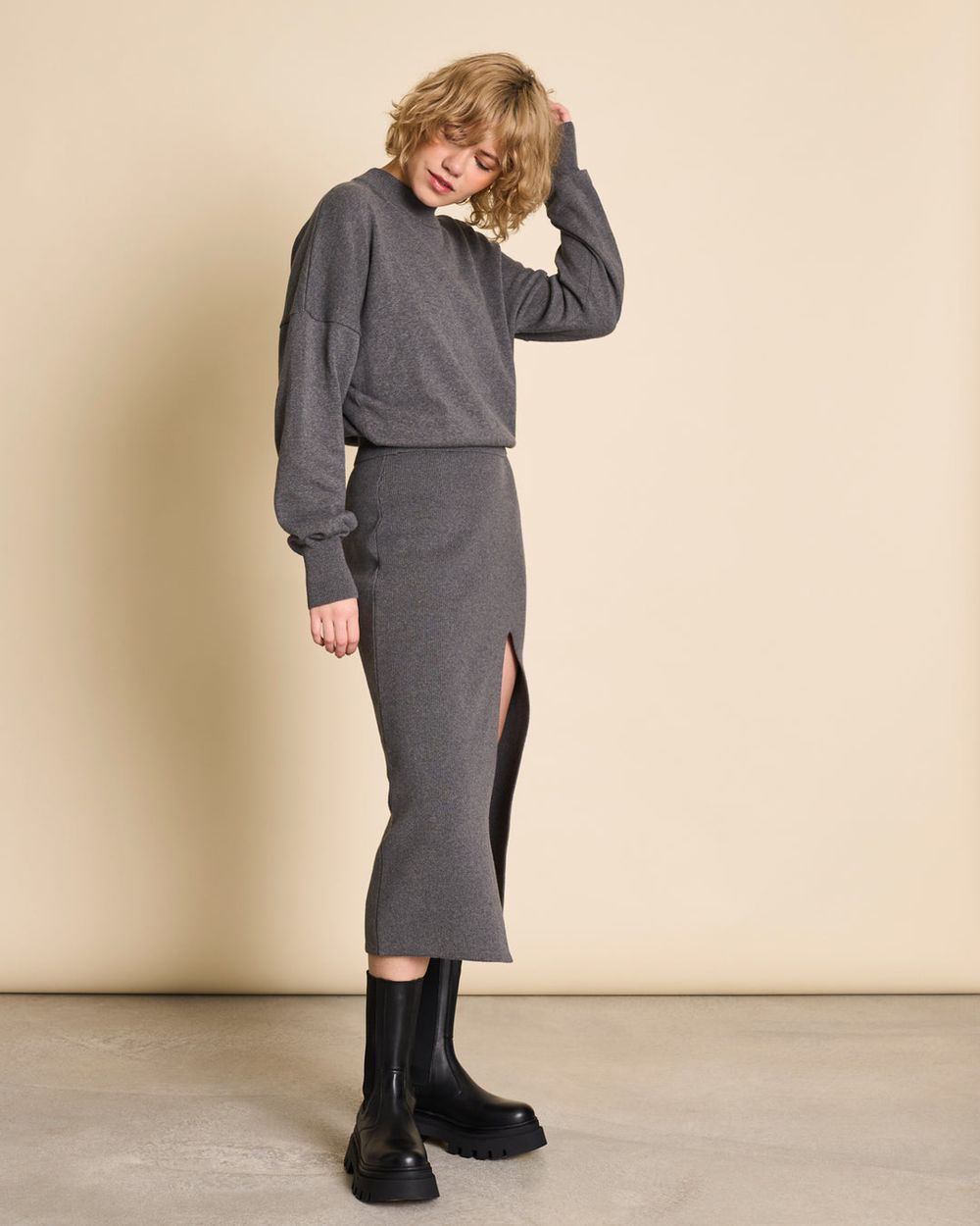 Pull oversize en coton bio | gris 