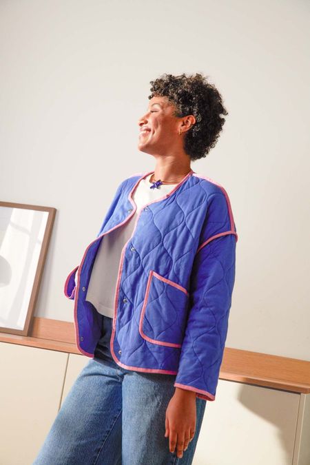 Veste matelassée coton bio | bleu et rose  - We Are Jolies