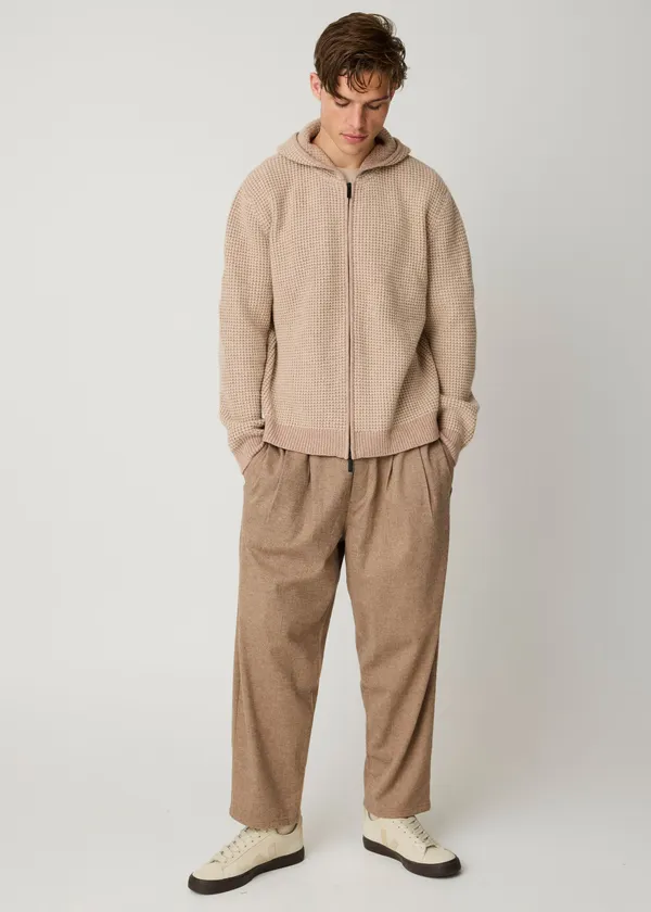Pantalon ample flanelle en coton bio | marron "ozone relaxed flannel pant - lion", Knowledge Cotton Apparel