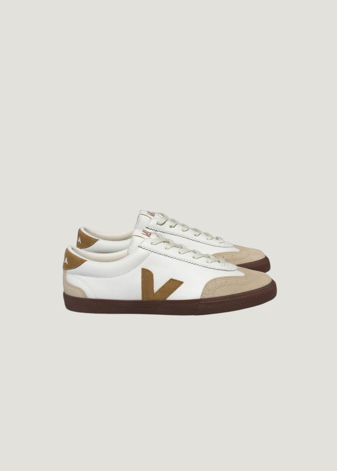 Baskets en cuir bio | marron "volley o.t. leath white tent bark", Veja, photo 1