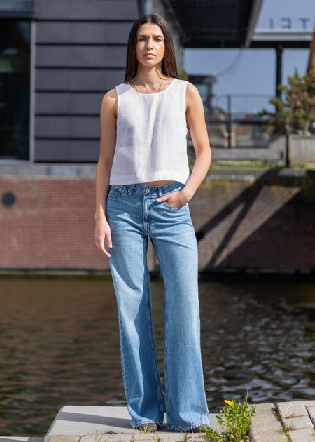 Jean évasé en coton bio | bleu "Jane hopcete electric mid - hopcete-electric-mid" - Kings of Indigo