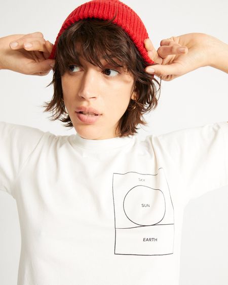 T-shirt blanc imprimé en coton bio - ryan carl sun