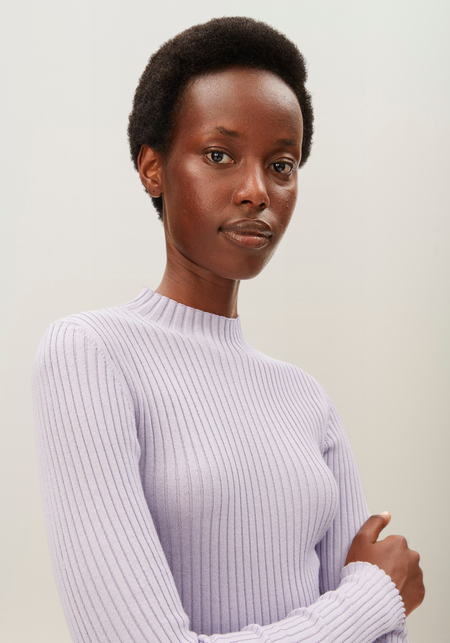Sous-pull côtelé en coton bio | violet "Alaania knit sweater - moonlit lilac" - Armedangels