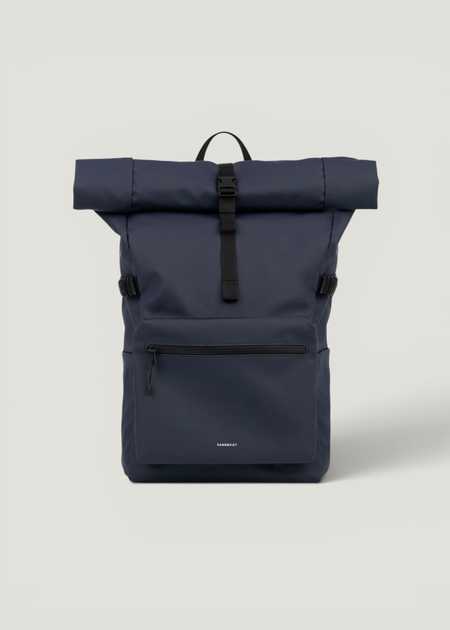Sac à dos 34l en matière recyclée | bleu foncé "stream rolltop backpack l - navy" - Sandqvist
