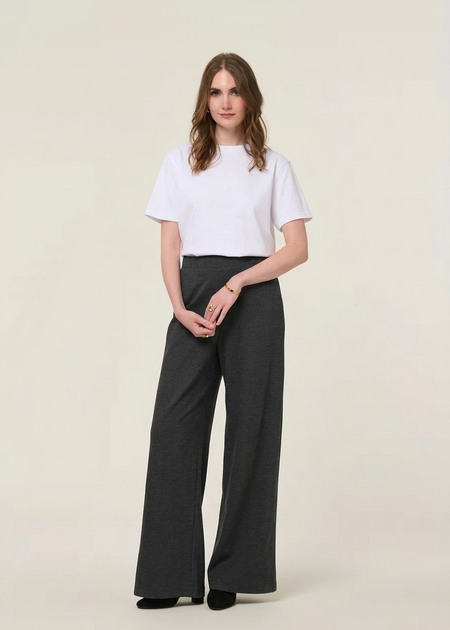 Pantalon jersey en ecovero et matière recyclée | gris "himaari - steel melange"