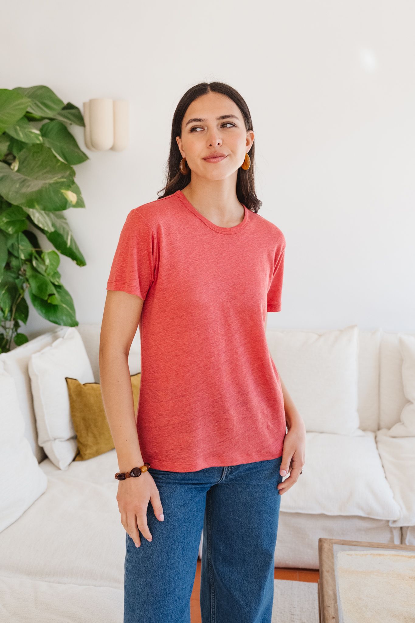 T-shirt lin upcyclé | corail, WeDressFair, photo 1