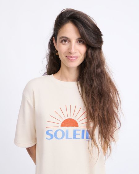 T-shirt en coton bio gaufré | crème "soleil" - émoi émoi