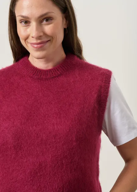Pull sans manche en mohair certifié | aubergine "Luna", WeDressFair