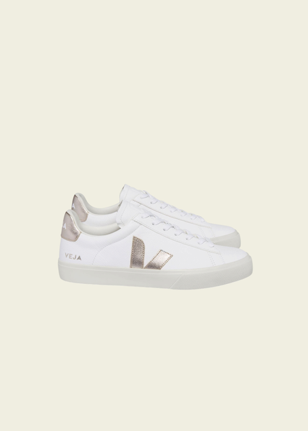 Baskets en cuir sans chrome | blanc et doré "campo chromefree leather white platine"