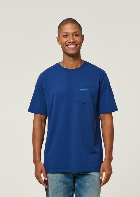 T-shirt en matières recyclées | bleu "boardshort logo pocket responsibili-tee - clmb" - Patagonia