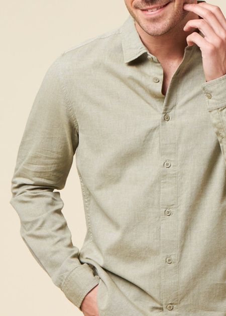 Chemise en coton biologique | vert "regular fit light twill shirt burned olive" - Knowledge Cotton Apparel