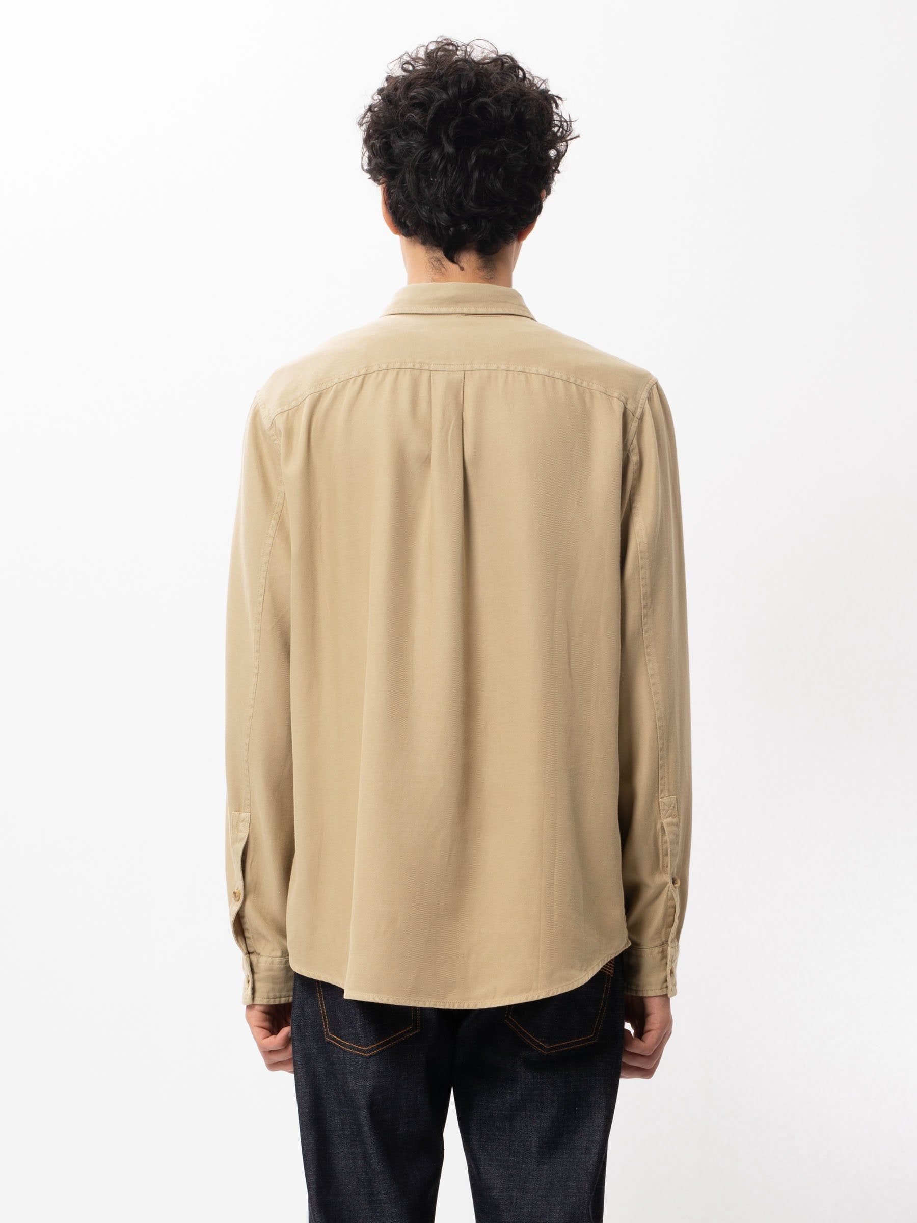 Chemise beige en twill de lyocell et coton - chuck fluid, Nudie Jeans, photo 3