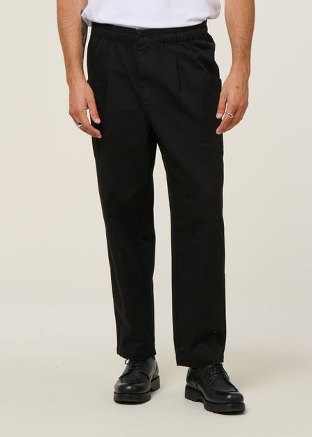 Pantalon large cargo en coton bio | noir "black max pants" - Thinking Mu