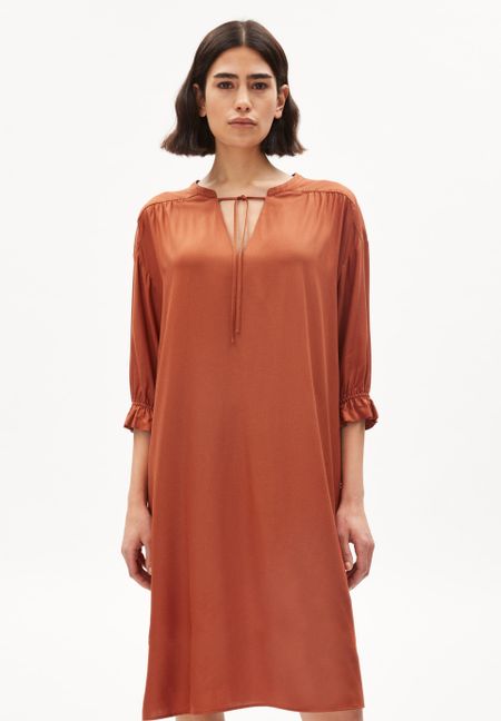 Robe fluide terracotta en viscose ecovero et recyclée - maaren brick