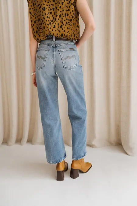 Jean droit large en coton biologique | bleu "clean eileen streaky vintage", Nudie Jeans, photo 3