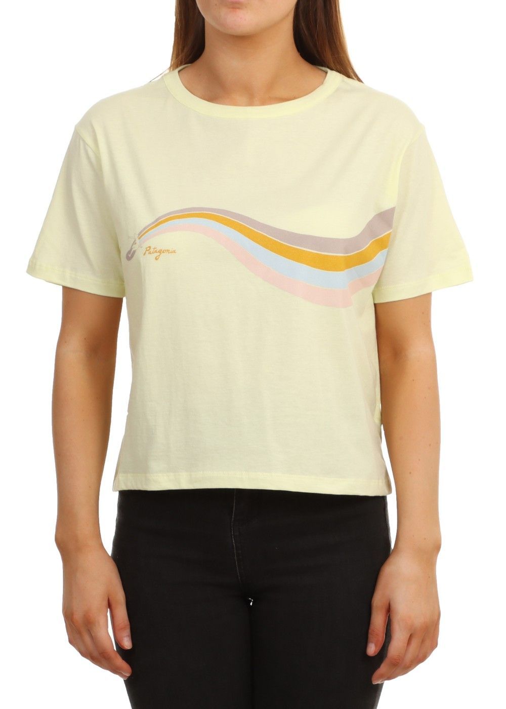 T-shirt jaune imprimé en coton bio - psychedelic slider, Patagonia, photo 1
