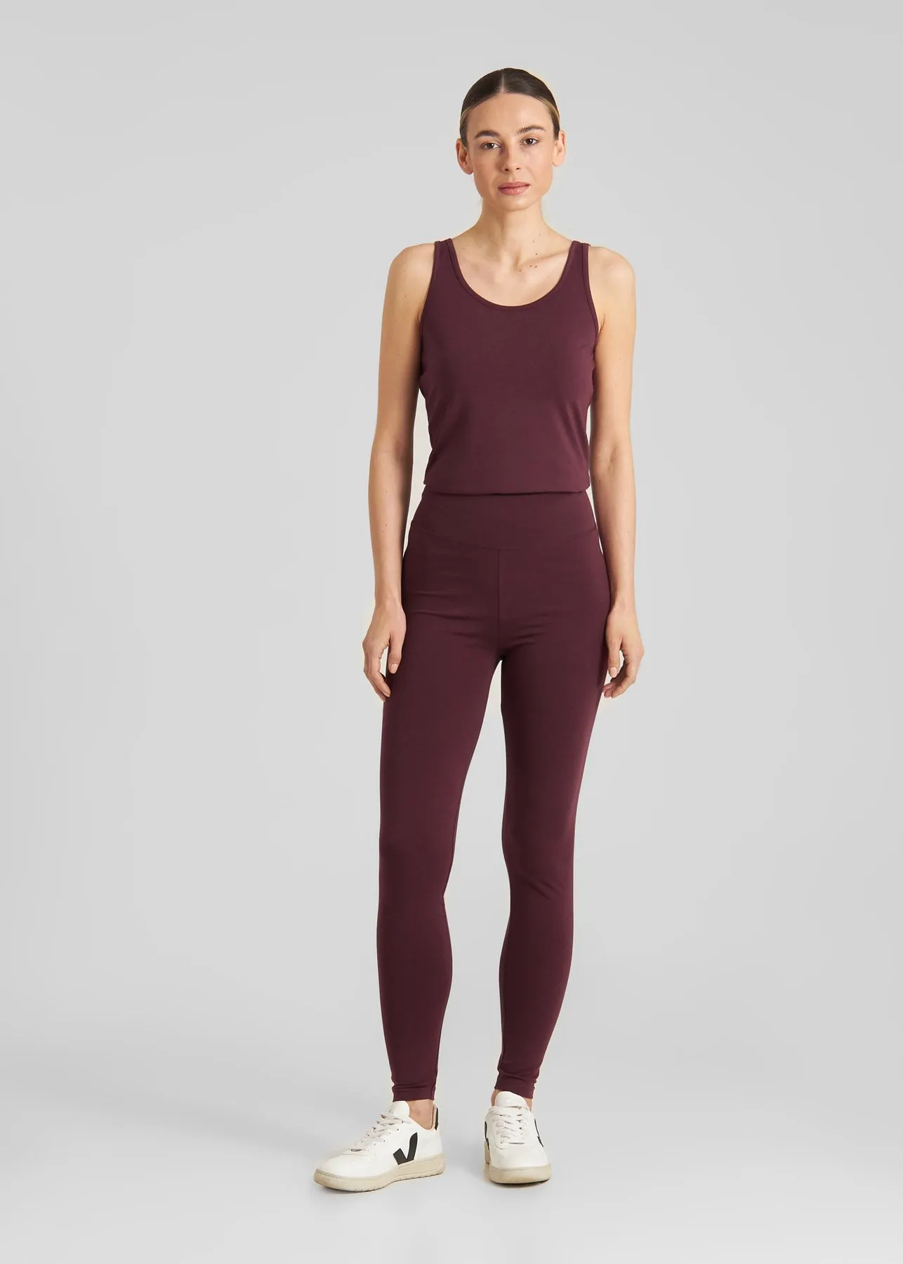 Legging en coton bio et tencel | bordeaux "Tights sanna fig red", Dedicated, photo 1
