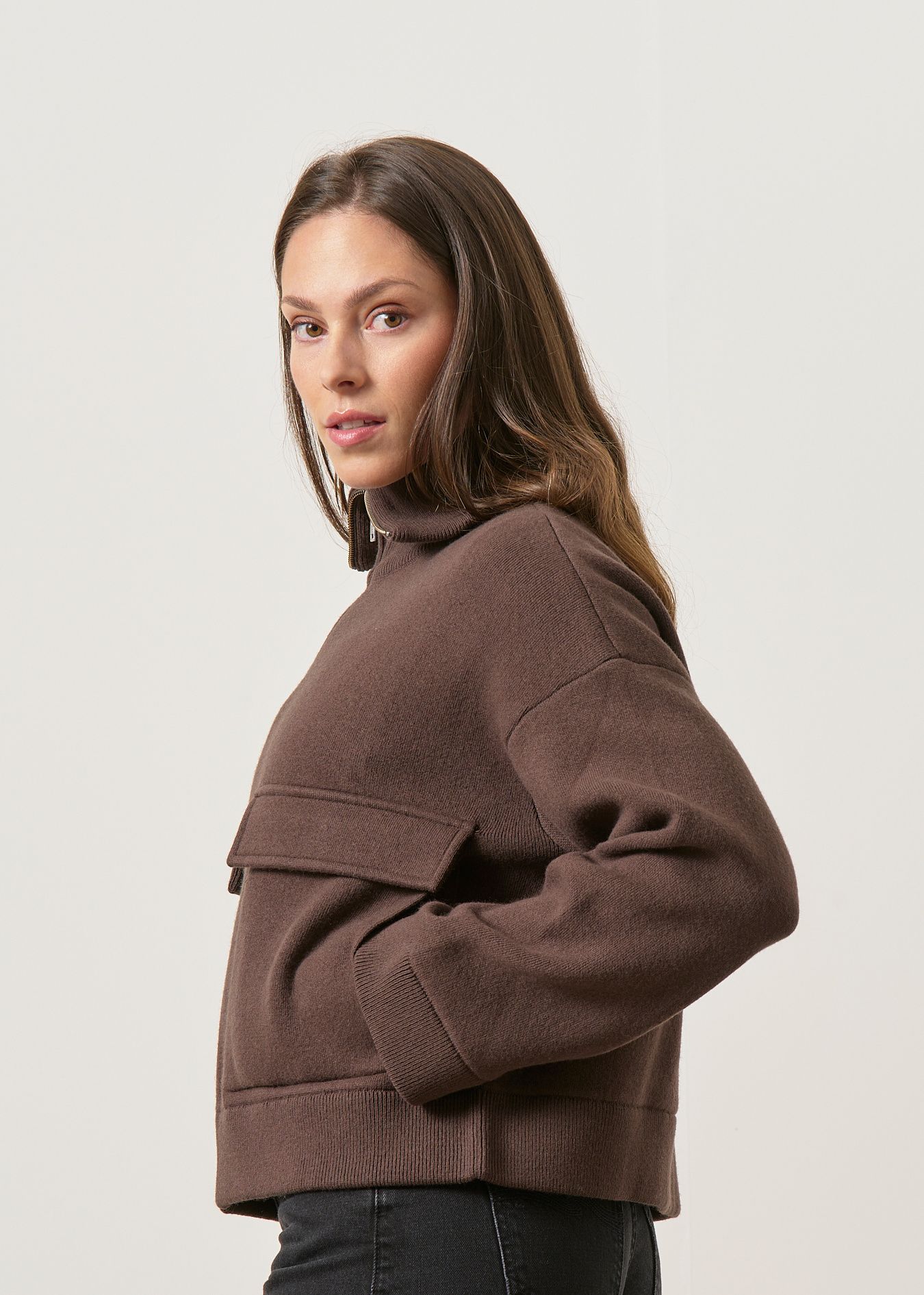 Jacke aus Baumwolle und Bio-Wolle | Braun "cotton-wool knit jacket - claystone", Armedangels, Foto 3