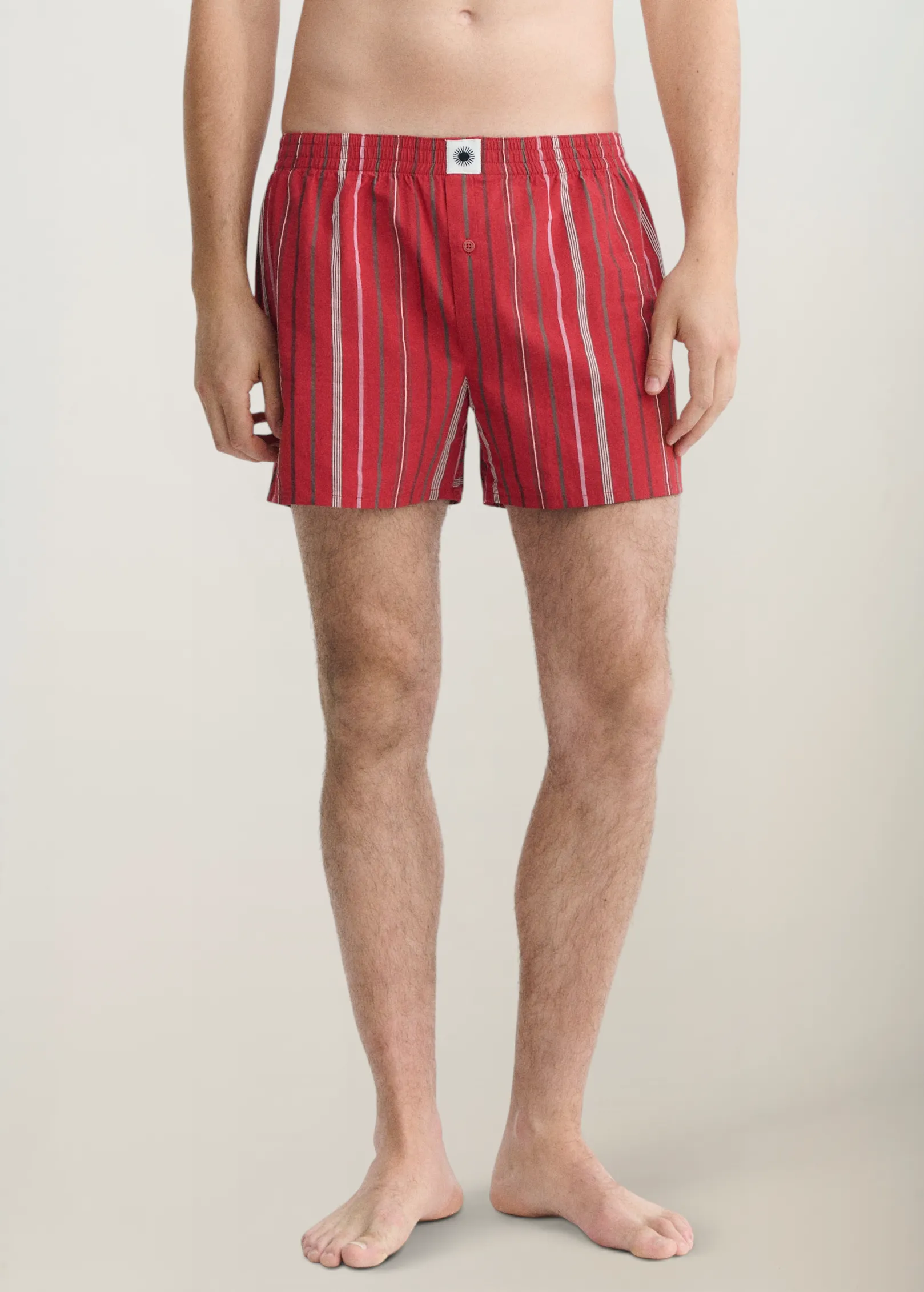 Boxer en coton biologique | rouge "Red steffi stripes boxer - multicolor", Thinking Mu, photo 2