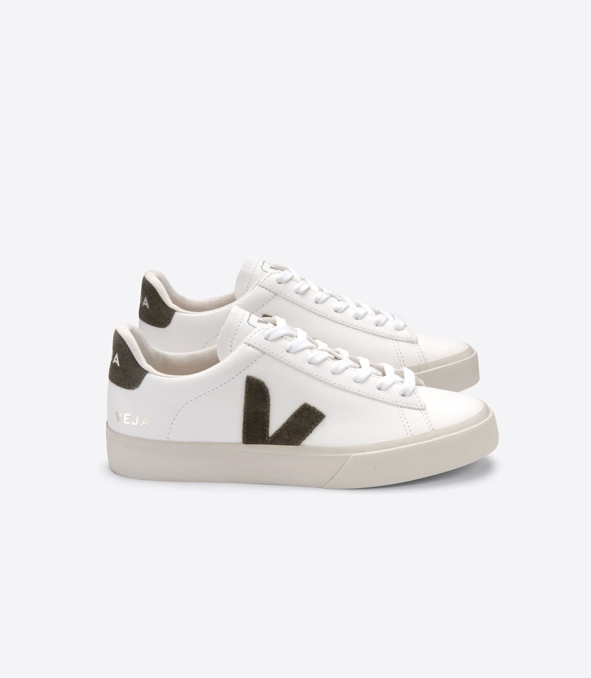 Baskets en cuir certifié | blanc et kaki "campo chromefree leather extra white kaki", Veja, photo 1