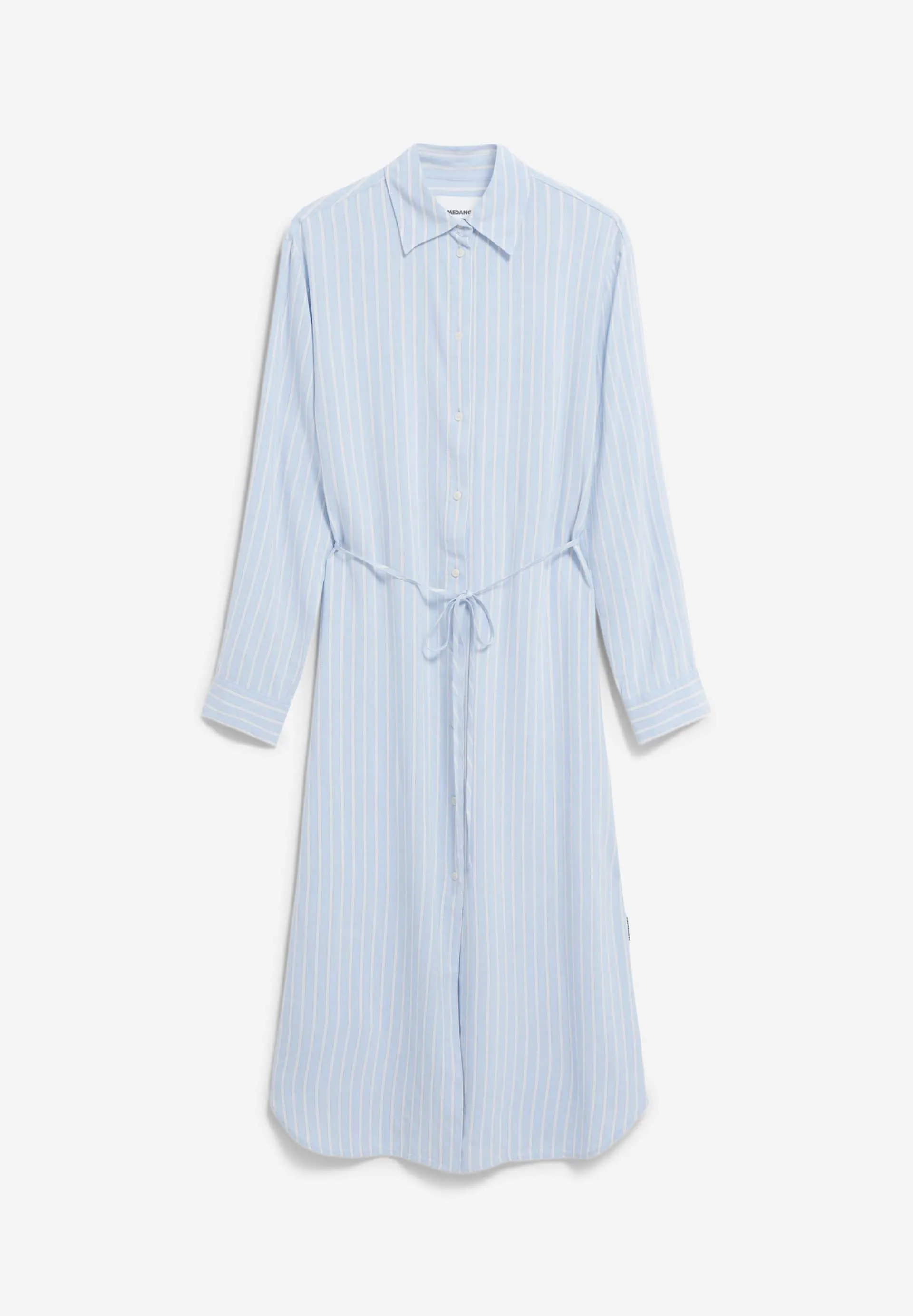 Robe chemise longue en viscose ecovero et lin | bleu "mathaa lino stripes - silky blue-morning sky", Armedangels, photo 5