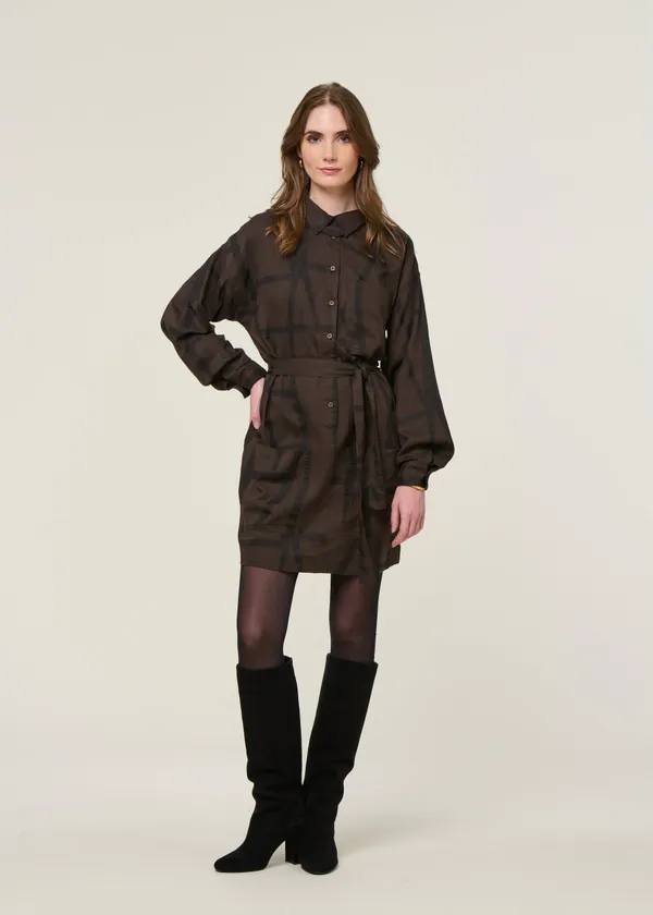 Robe en coton bio et ecovero | marron "izua - kintsugi", SKFK