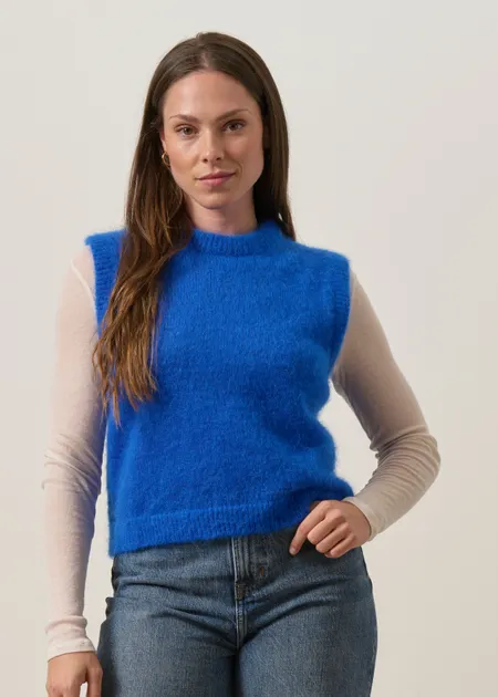 Pull sans manche en mohair certifiée | bleu électrique "Luna" , WeDressFair