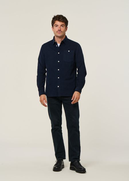 Cordhemd aus Bio-Baumwolle | Marine "corduroy shirt total eclipse", Knowledge Cotton Apparel, Foto 4
