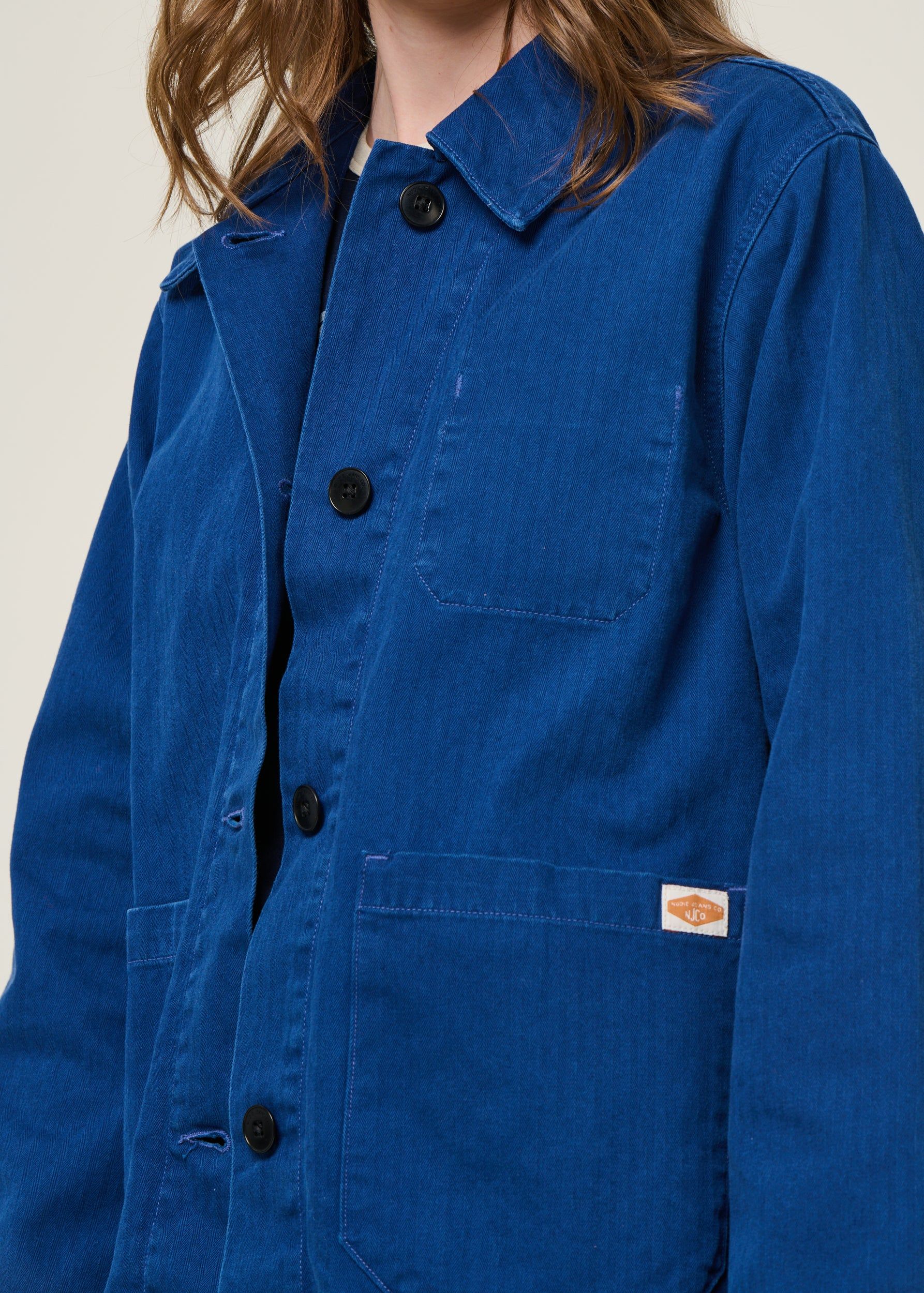 Jacke aus Bio-Baumwolle | Blau "lovis herringbone denim jacket blue", Nudie Jeans, Foto 2